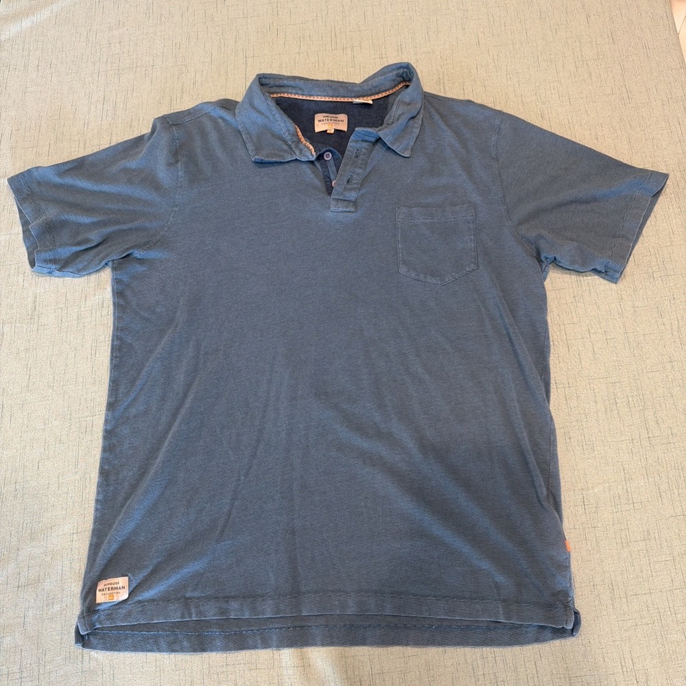 Quicksilver Men's XL Blue Striped Short Sleeve Polo Shirt